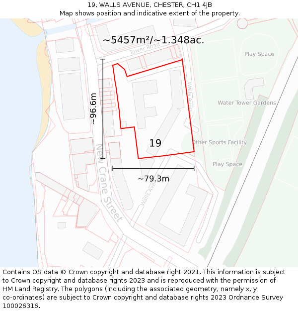 19, WALLS AVENUE, CHESTER, CH1 4JB: Plot and title map