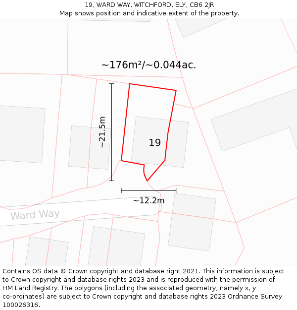 19, WARD WAY, WITCHFORD, ELY, CB6 2JR: Plot and title map