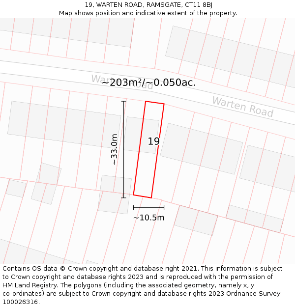 19, WARTEN ROAD, RAMSGATE, CT11 8BJ: Plot and title map