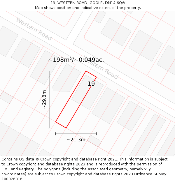 19, WESTERN ROAD, GOOLE, DN14 6QW: Plot and title map