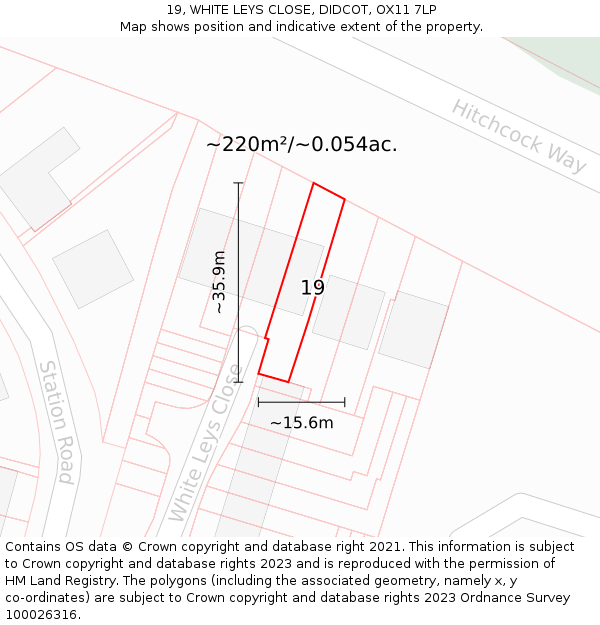 19, WHITE LEYS CLOSE, DIDCOT, OX11 7LP: Plot and title map