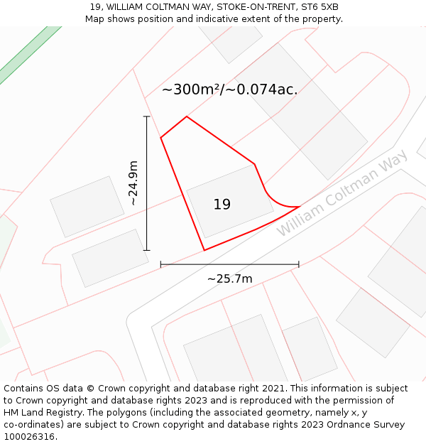 19, WILLIAM COLTMAN WAY, STOKE-ON-TRENT, ST6 5XB: Plot and title map