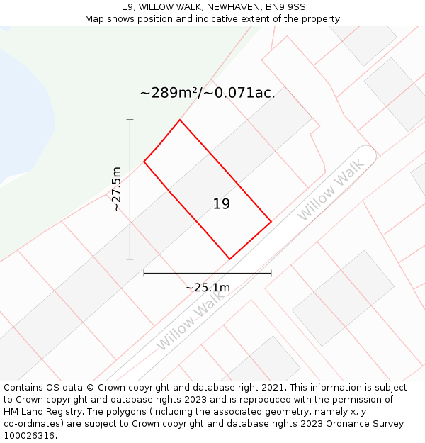 19, WILLOW WALK, NEWHAVEN, BN9 9SS: Plot and title map