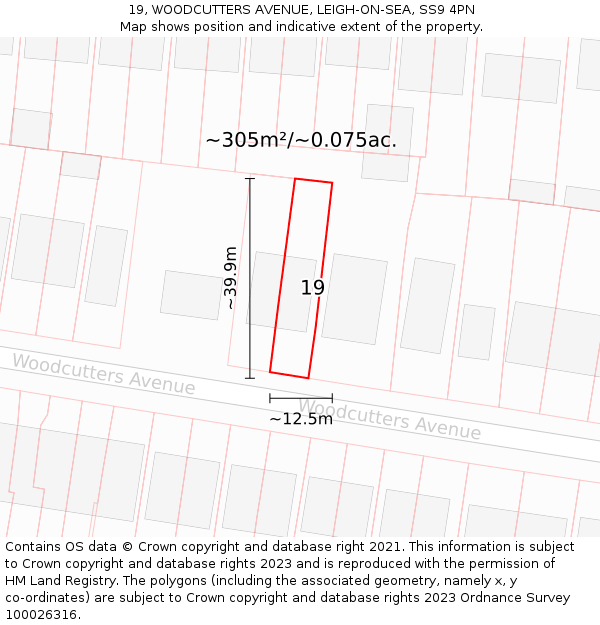 19, WOODCUTTERS AVENUE, LEIGH-ON-SEA, SS9 4PN: Plot and title map