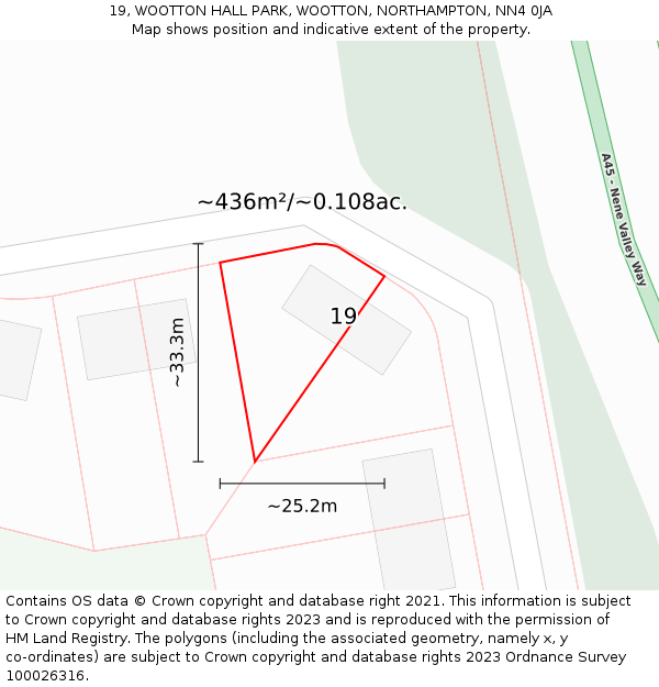 19, WOOTTON HALL PARK, WOOTTON, NORTHAMPTON, NN4 0JA: Plot and title map