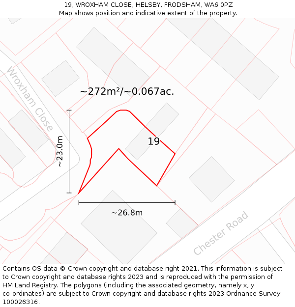 19, WROXHAM CLOSE, HELSBY, FRODSHAM, WA6 0PZ: Plot and title map