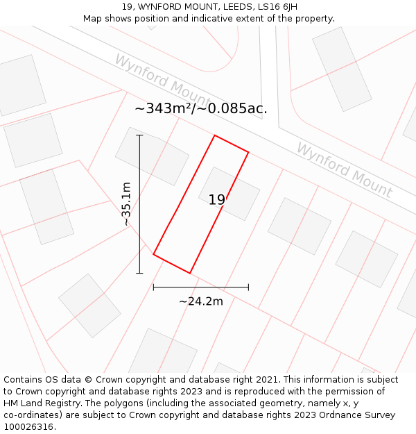 19, WYNFORD MOUNT, LEEDS, LS16 6JH: Plot and title map