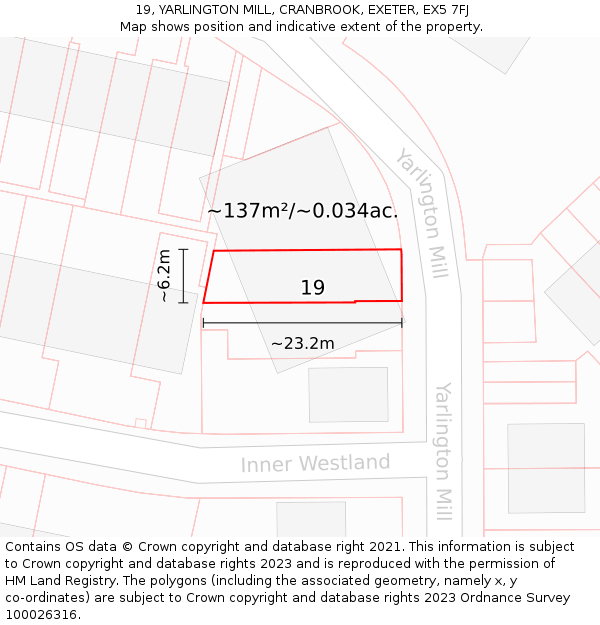 19, YARLINGTON MILL, CRANBROOK, EXETER, EX5 7FJ: Plot and title map