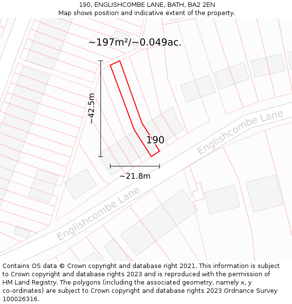 190, ENGLISHCOMBE LANE, BATH, BA2 2EN: Plot and title map