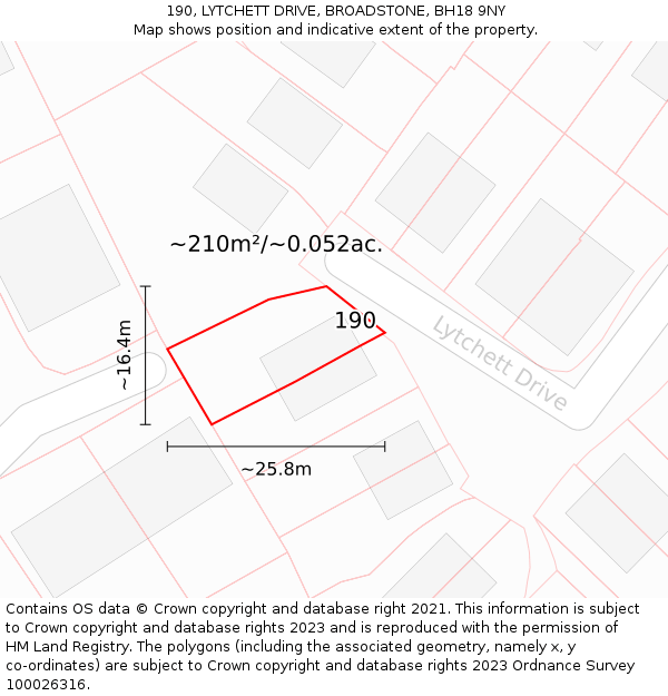 190, LYTCHETT DRIVE, BROADSTONE, BH18 9NY: Plot and title map