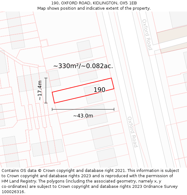 190, OXFORD ROAD, KIDLINGTON, OX5 1EB: Plot and title map