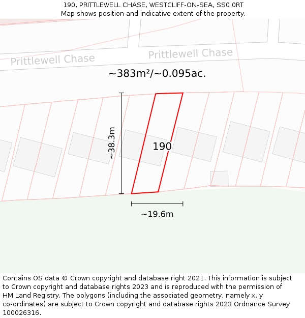 190, PRITTLEWELL CHASE, WESTCLIFF-ON-SEA, SS0 0RT: Plot and title map