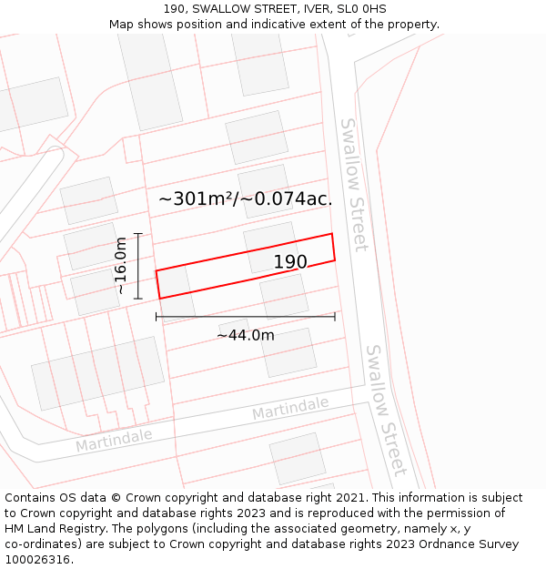 190, SWALLOW STREET, IVER, SL0 0HS: Plot and title map