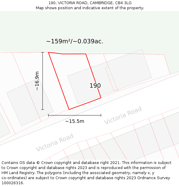 190, VICTORIA ROAD, CAMBRIDGE, CB4 3LG: Plot and title map