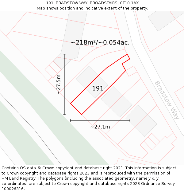 191, BRADSTOW WAY, BROADSTAIRS, CT10 1AX: Plot and title map