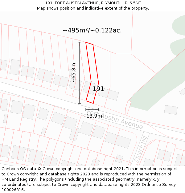 191, FORT AUSTIN AVENUE, PLYMOUTH, PL6 5NT: Plot and title map