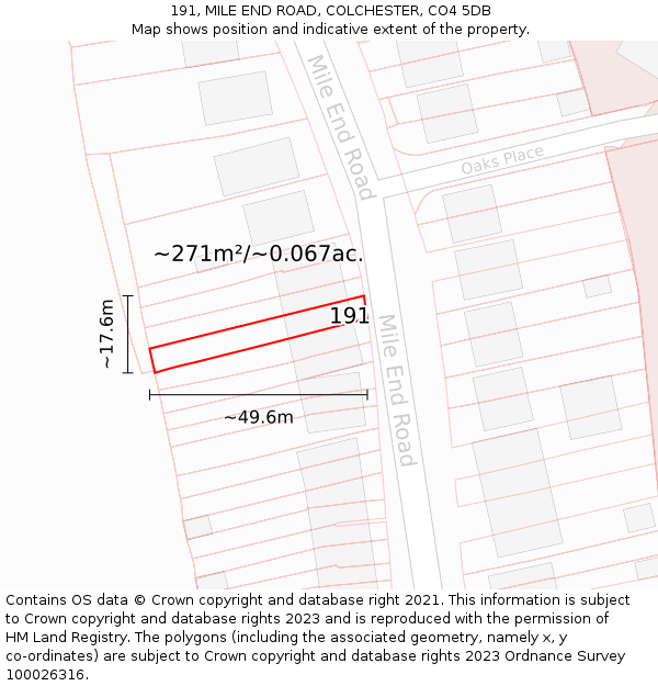 191, MILE END ROAD, COLCHESTER, CO4 5DB: Plot and title map