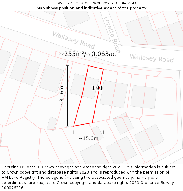 191, WALLASEY ROAD, WALLASEY, CH44 2AD: Plot and title map
