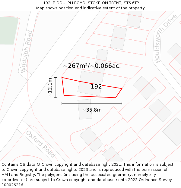 192, BIDDULPH ROAD, STOKE-ON-TRENT, ST6 6TP: Plot and title map