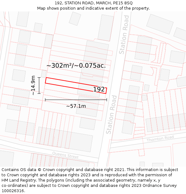 192, STATION ROAD, MARCH, PE15 8SQ: Plot and title map