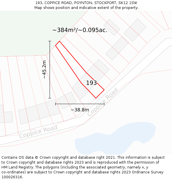 193, COPPICE ROAD, POYNTON, STOCKPORT, SK12 1SW: Plot and title map