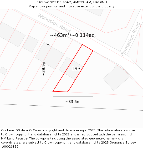 193, WOODSIDE ROAD, AMERSHAM, HP6 6NU: Plot and title map