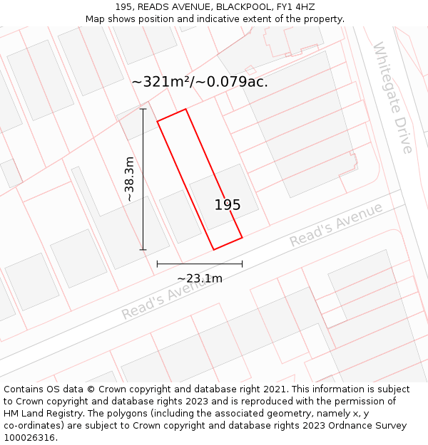 195, READS AVENUE, BLACKPOOL, FY1 4HZ: Plot and title map