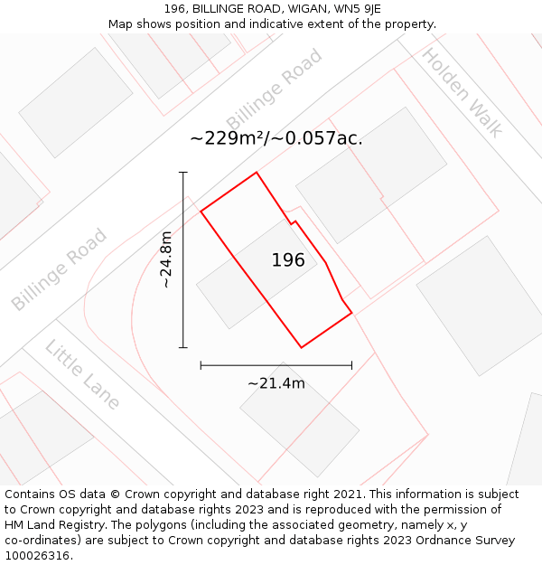 196, BILLINGE ROAD, WIGAN, WN5 9JE: Plot and title map