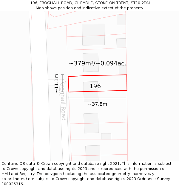 196, FROGHALL ROAD, CHEADLE, STOKE-ON-TRENT, ST10 2DN: Plot and title map