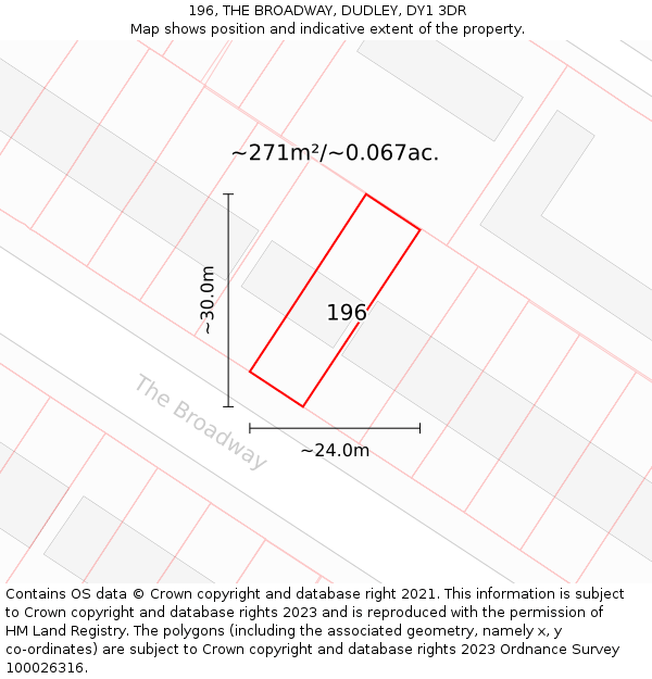 196, THE BROADWAY, DUDLEY, DY1 3DR: Plot and title map