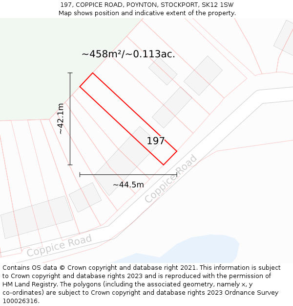 197, COPPICE ROAD, POYNTON, STOCKPORT, SK12 1SW: Plot and title map