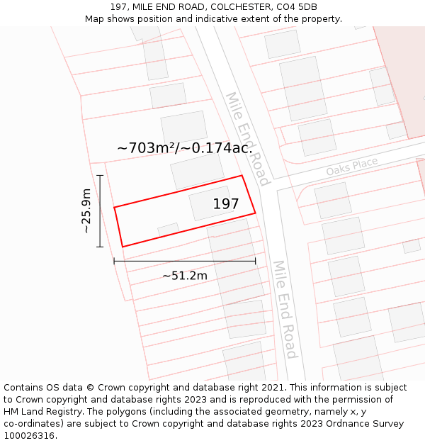 197, MILE END ROAD, COLCHESTER, CO4 5DB: Plot and title map