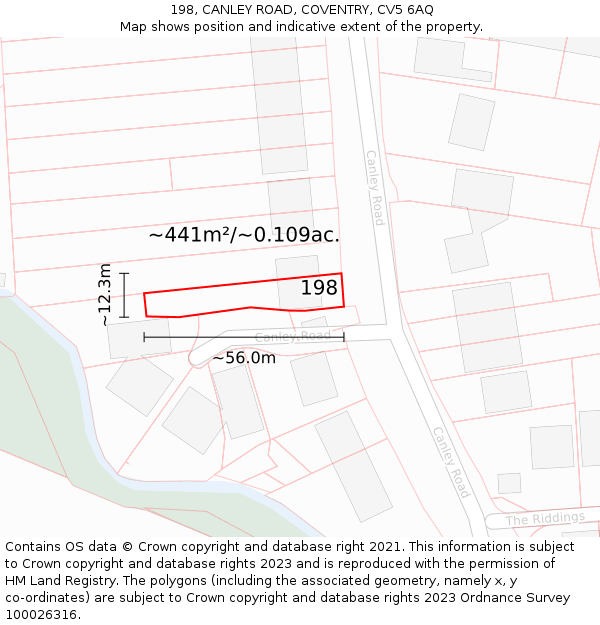 198, CANLEY ROAD, COVENTRY, CV5 6AQ: Plot and title map