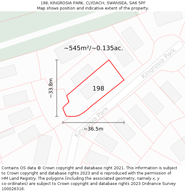 198, KINGROSIA PARK, CLYDACH, SWANSEA, SA6 5PF: Plot and title map