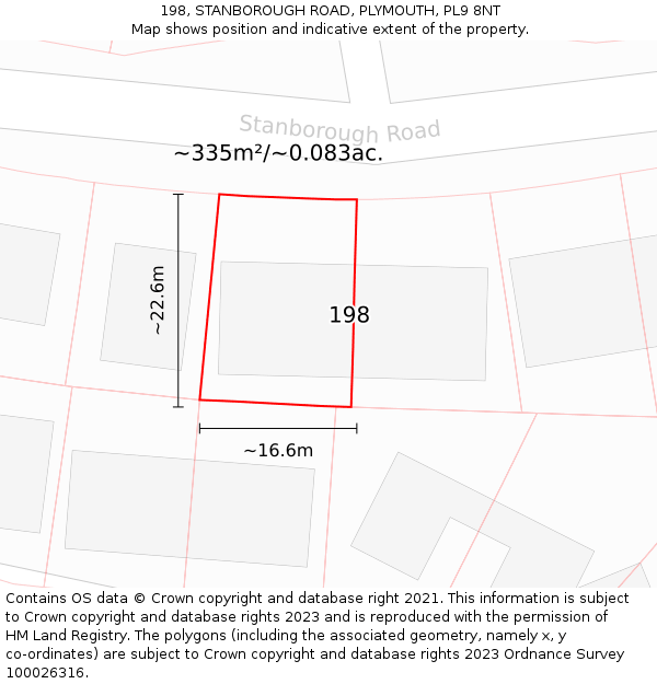 198, STANBOROUGH ROAD, PLYMOUTH, PL9 8NT: Plot and title map