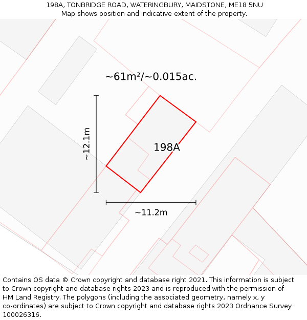 198A, TONBRIDGE ROAD, WATERINGBURY, MAIDSTONE, ME18 5NU: Plot and title map