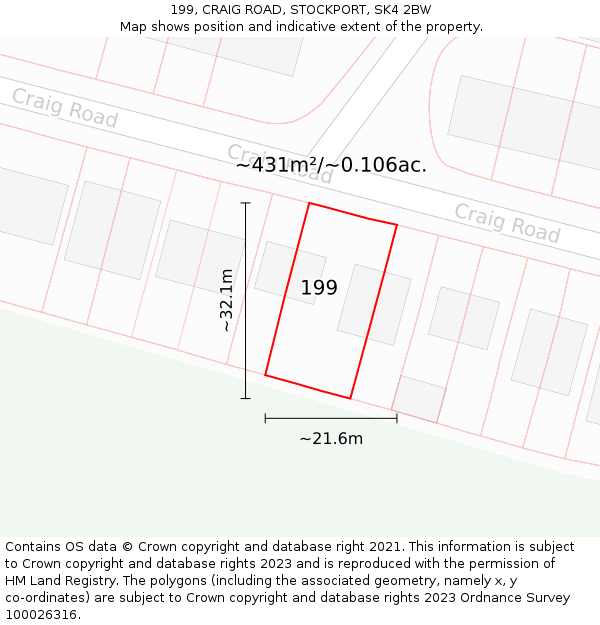 199, CRAIG ROAD, STOCKPORT, SK4 2BW: Plot and title map