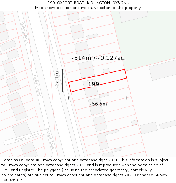 199, OXFORD ROAD, KIDLINGTON, OX5 2NU: Plot and title map