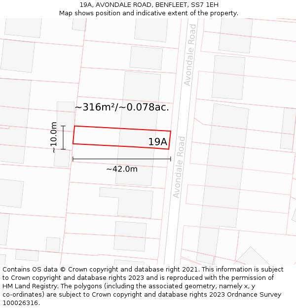 19A, AVONDALE ROAD, BENFLEET, SS7 1EH: Plot and title map