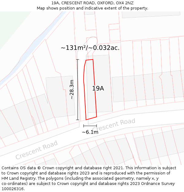 19A, CRESCENT ROAD, OXFORD, OX4 2NZ: Plot and title map