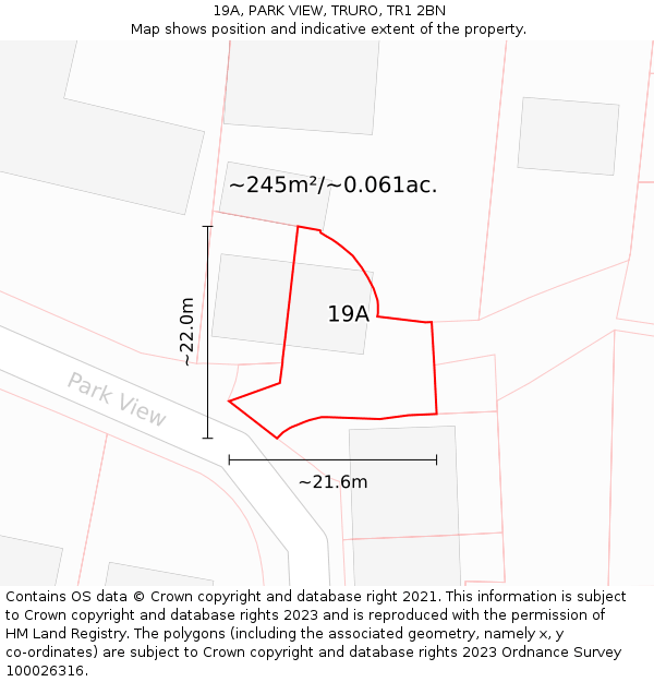 19A, PARK VIEW, TRURO, TR1 2BN: Plot and title map