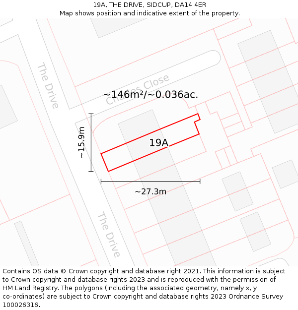 19A, THE DRIVE, SIDCUP, DA14 4ER: Plot and title map