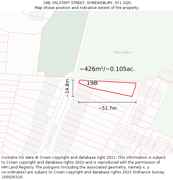 19B, FALSTAFF STREET, SHREWSBURY, SY1 2QN: Plot and title map