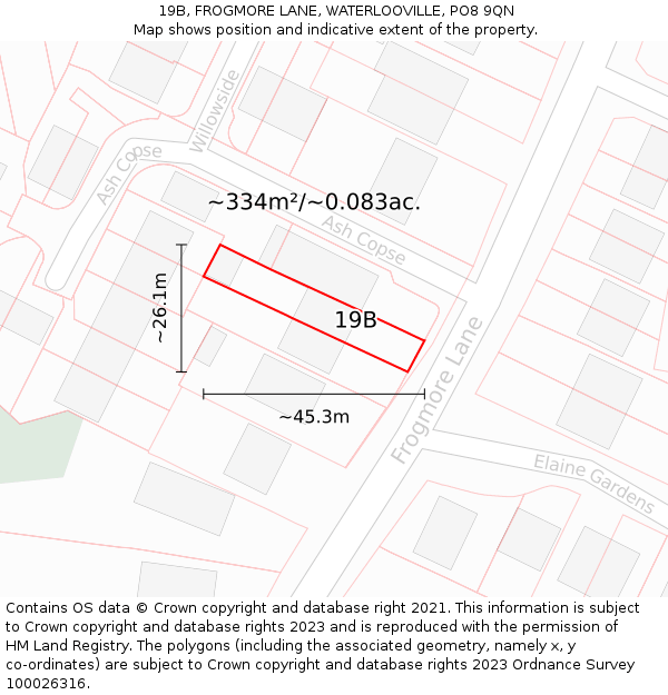 19B, FROGMORE LANE, WATERLOOVILLE, PO8 9QN: Plot and title map