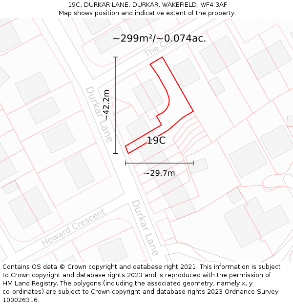 19C, DURKAR LANE, DURKAR, WAKEFIELD, WF4 3AF: Plot and title map