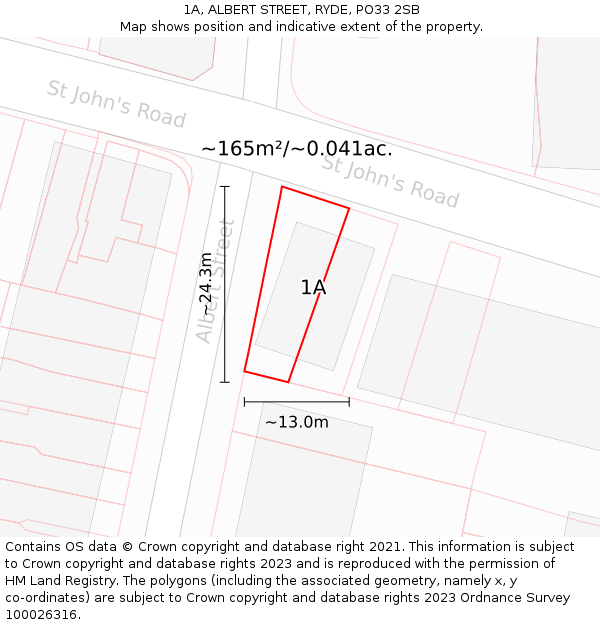 1A, ALBERT STREET, RYDE, PO33 2SB: Plot and title map