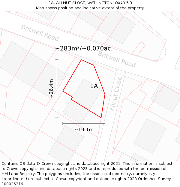 1A, ALLNUT CLOSE, WATLINGTON, OX49 5JR: Plot and title map