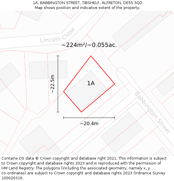 1A, BABBINGTON STREET, TIBSHELF, ALFRETON, DE55 5QD: Plot and title map