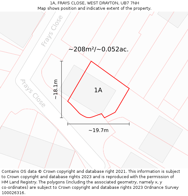 1A, FRAYS CLOSE, WEST DRAYTON, UB7 7NH: Plot and title map