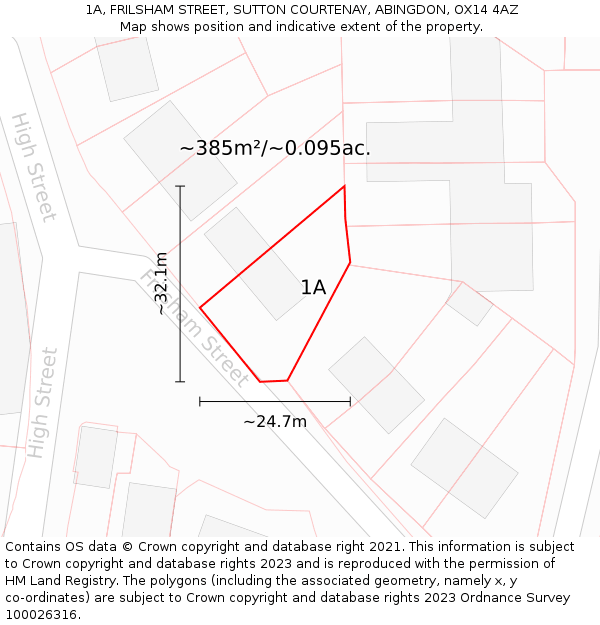 1A, FRILSHAM STREET, SUTTON COURTENAY, ABINGDON, OX14 4AZ: Plot and title map